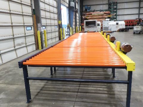 81"x 28' Chain Drive Live Roller Conveyor 74"BF 1.9" Urethane Roller 460V 3PH