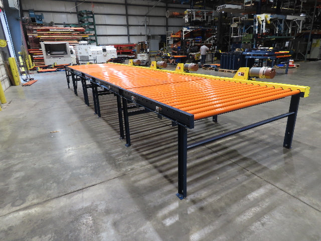 81"x 28' Chain Drive Live Roller Conveyor 74"BF 1.9" Urethane Roller 460V 3PH
