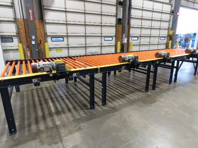 81"x 28' Chain Drive Live Roller Conveyor 74"BF 1.9" Urethane Roller 460V 3PH
