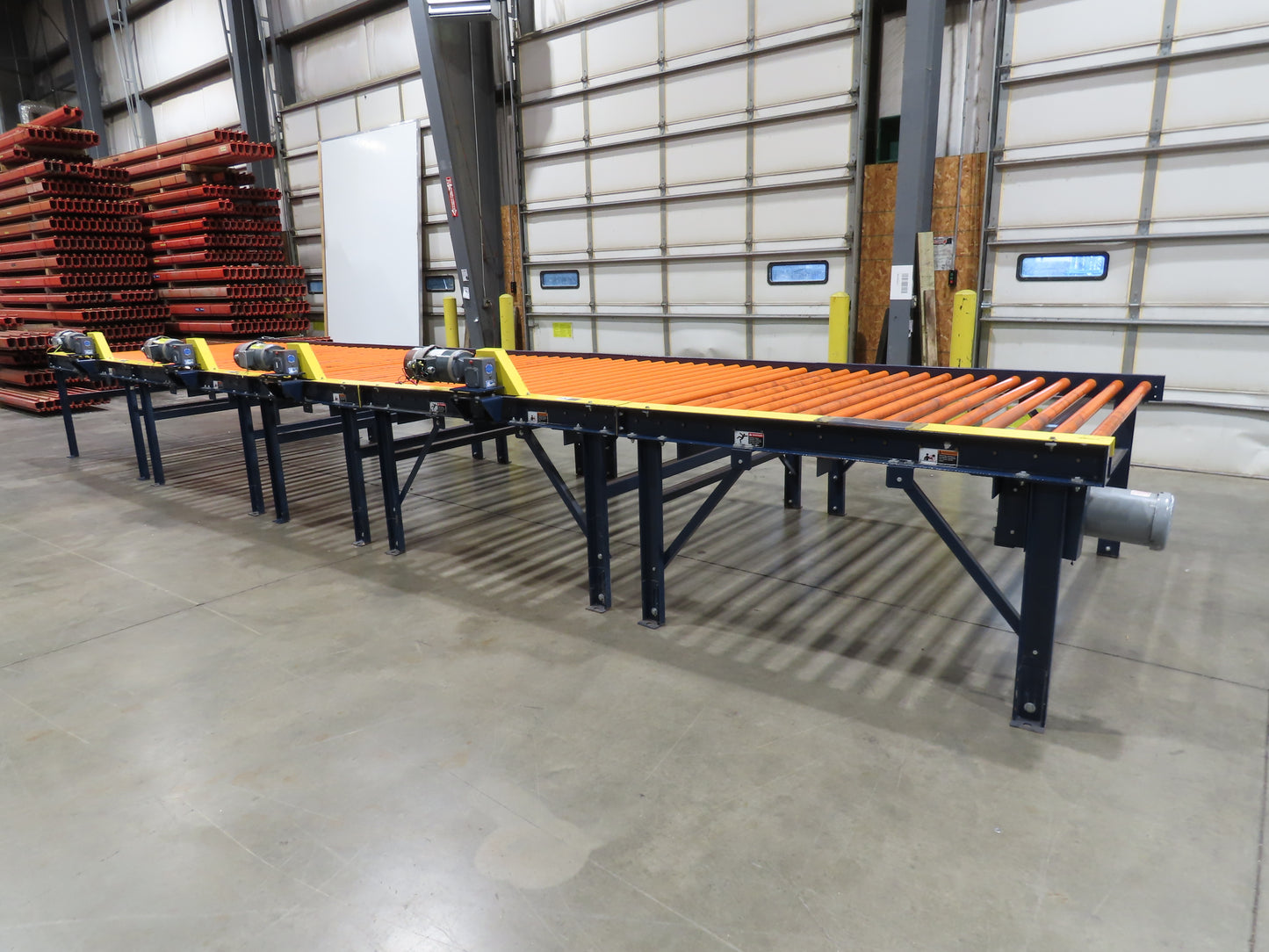 81"x 28' Chain Drive Live Roller Conveyor 74"BF 1.9" Urethane Roller 460V 3PH