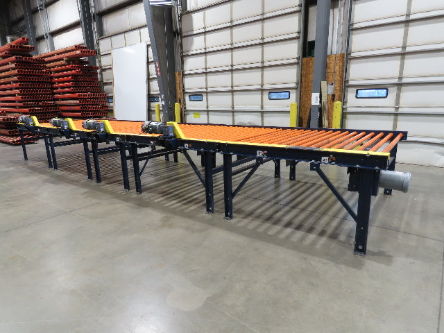 81"x 28' Chain Drive Live Roller Conveyor 74"BF 1.9" Urethane Roller 460V 3PH