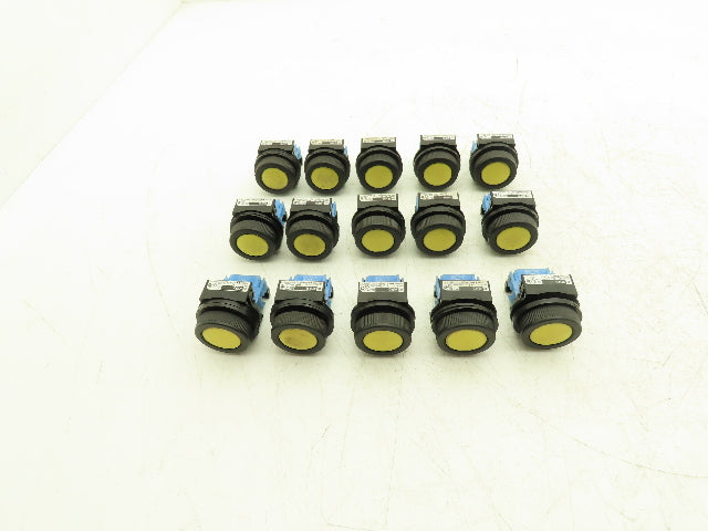 Fuji Electric Pushbutton Yellow Flush Momentary 1 Normally Open Lot of 15