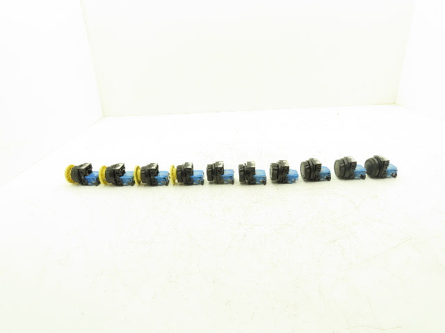 Fuji Electric Pushbutton Black & Green Flush Yellow Mushroom Momentary Lot of 10