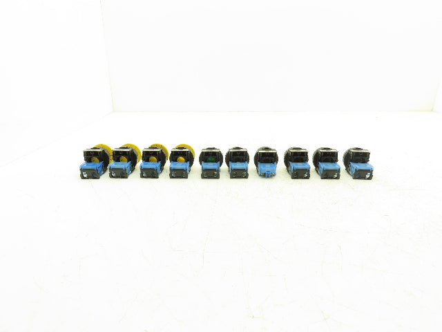 Fuji Electric Pushbutton Black & Green Flush Yellow Mushroom Momentary Lot of 10