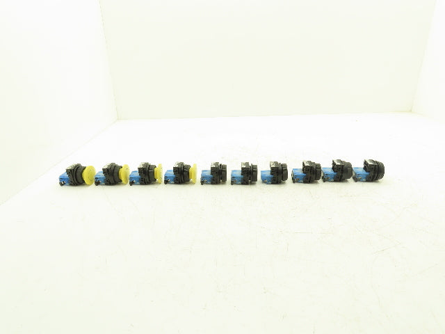 Fuji Electric Pushbutton Black & Green Flush Yellow Mushroom Momentary Lot of 10