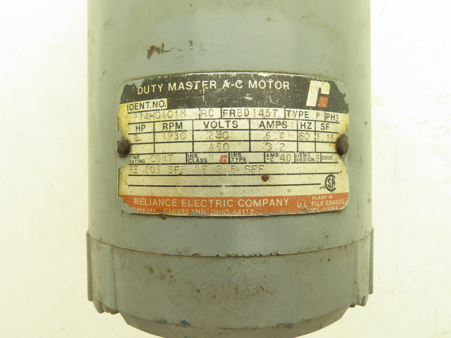 Reliance P14H0401M AC Motor 2Hp 1730rpm 230/460v 3Ph BD145T Frame