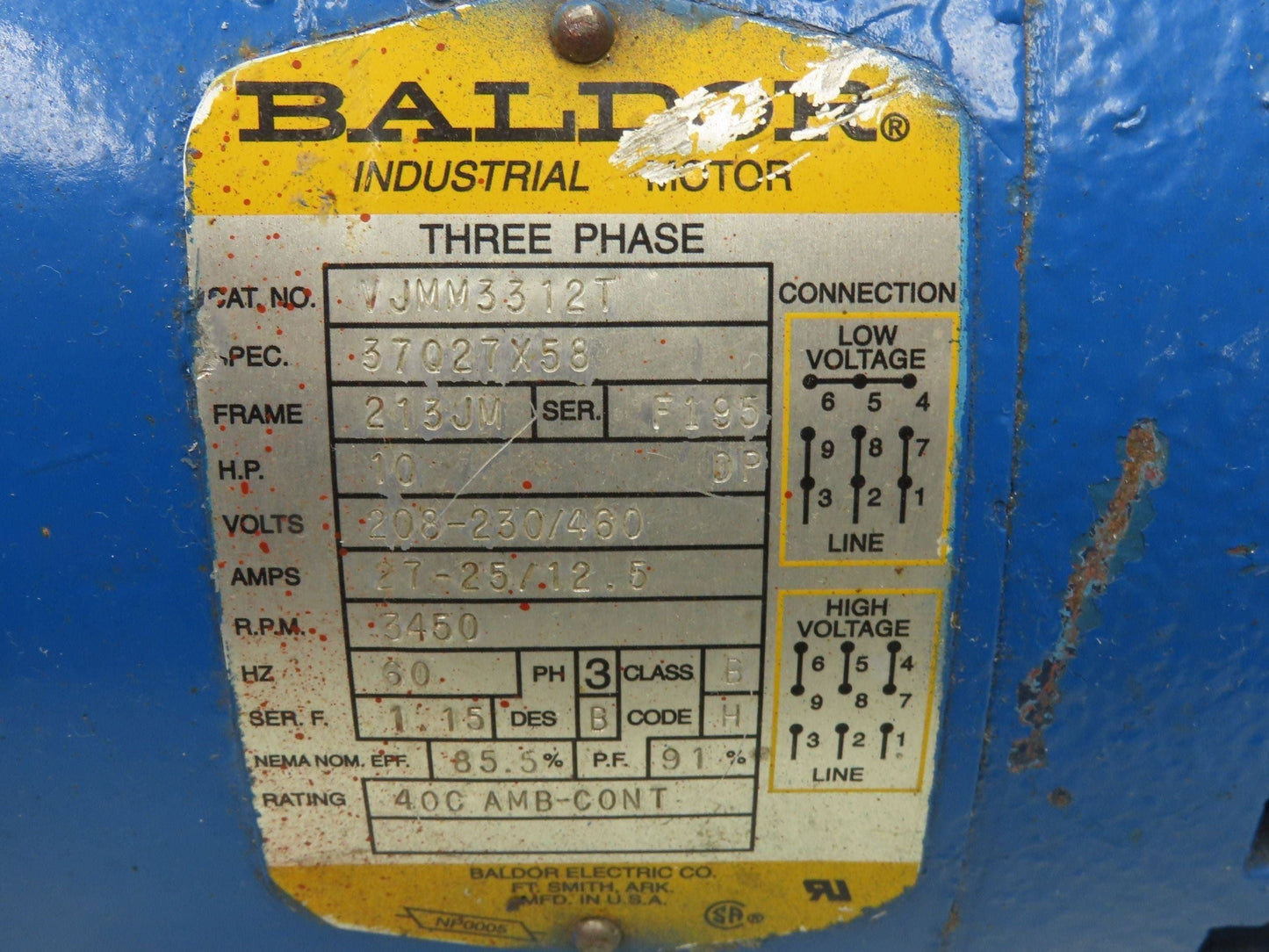Baldor VJMM3312T Inline Centrifugal Pump 2" Flanged 10Hp 3450rpm 230/460V 213JM