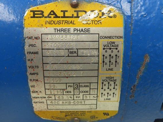 Baldor VJMM3312T Inline Centrifugal Pump 2" Flanged 10Hp 3450rpm 230/460V 213JM