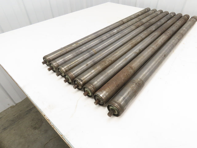 1.9" Conveyor Roller 39"BF Grooved O-Ring Galvanized Steel 7/16" Hex Lot of 8