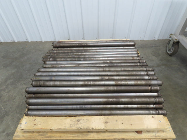 1.9" Conveyor Roller 39"BF Grooved O-Ring Galvanized Steel 7/16" Hex Lot of 8