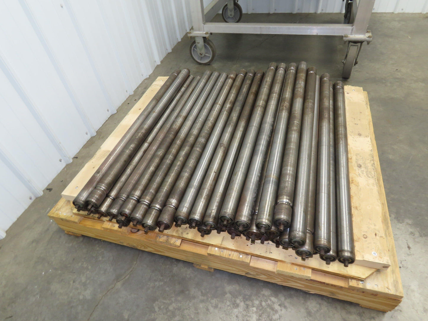 1.9" Conveyor Roller 39"BF Grooved O-Ring Galvanized Steel 7/16" Hex Lot of 8