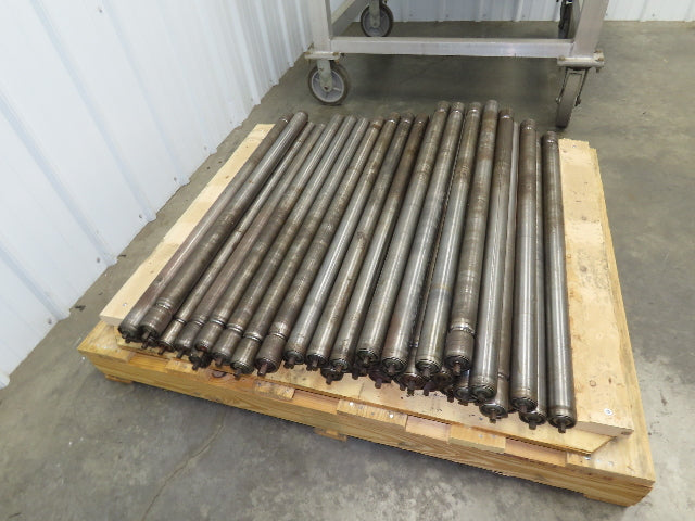 1.9" Conveyor Roller 39"BF Grooved O-Ring Galvanized Steel 7/16" Hex Lot of 8