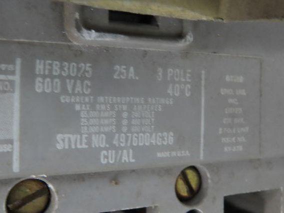 Westinghouse Busway Disconnect Switch Bus Plug 25A 600VAC 3PH 3W