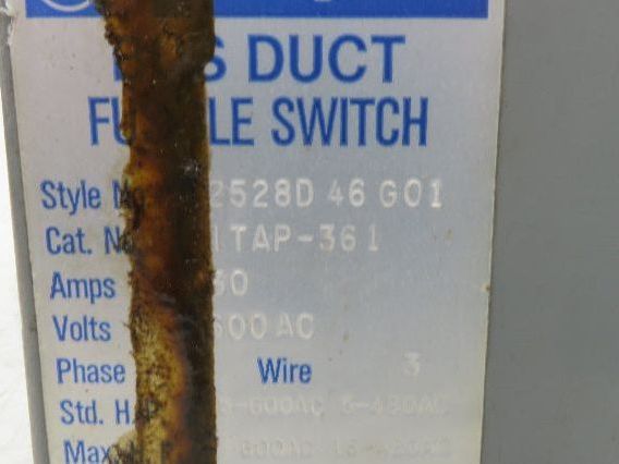 Westinghouse Fusible Busway Disconnect Switch Bus Plug 30A 600VAC 3PH 3W