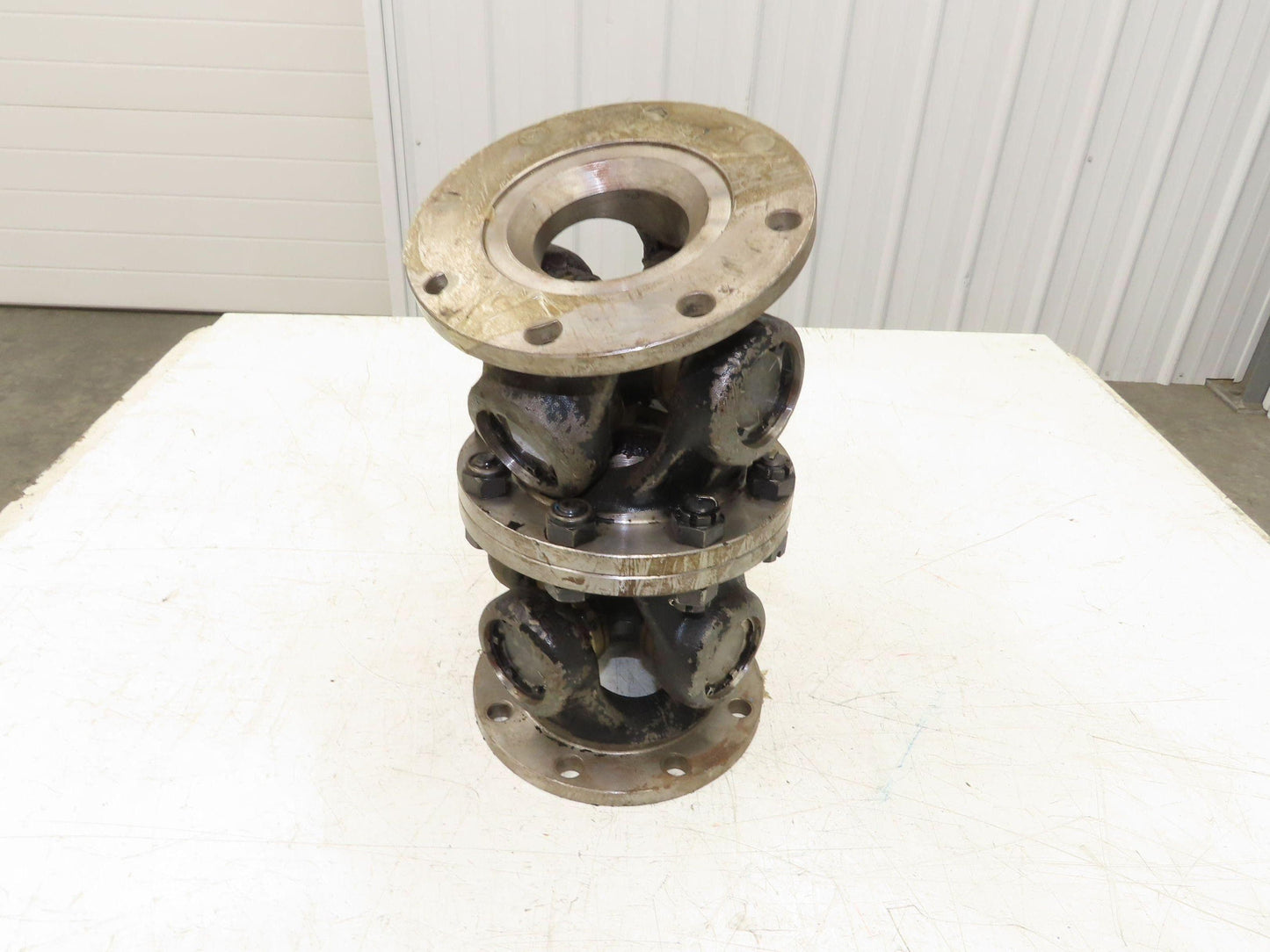 Double Universal U-Joint 180mm OD 70mm ID 155mm Bolt Circle 313mm L Greaseable