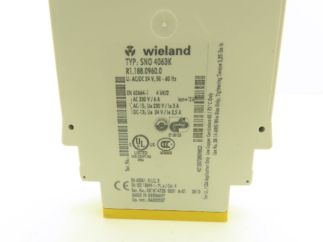 Wieland R1.188.0960.0 SNO 4063K Contact Expansion Safety Relay 24vDC