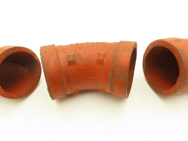 Victaulic 7051 Gruvlok 2" Grooved End 45° Elbow Fitting Ductile Iron Lot of 4