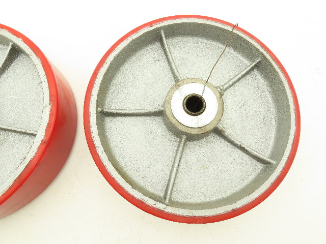 10" x 2.5" Red Poly Metal Wheel 3/4" Bore Lot of 3