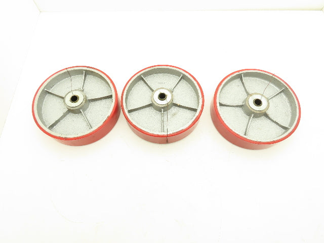 10" x 2.5" Red Poly Metal Wheel 3/4" Bore Lot of 3