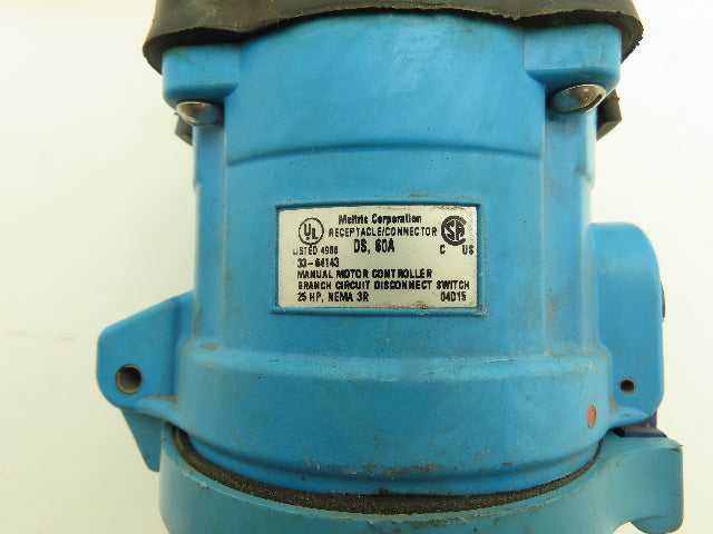 Hubbell DS60A Disconnect Decontactor 100A 600vAC 6awg 4-wire Cord 44" 25Hp 3R