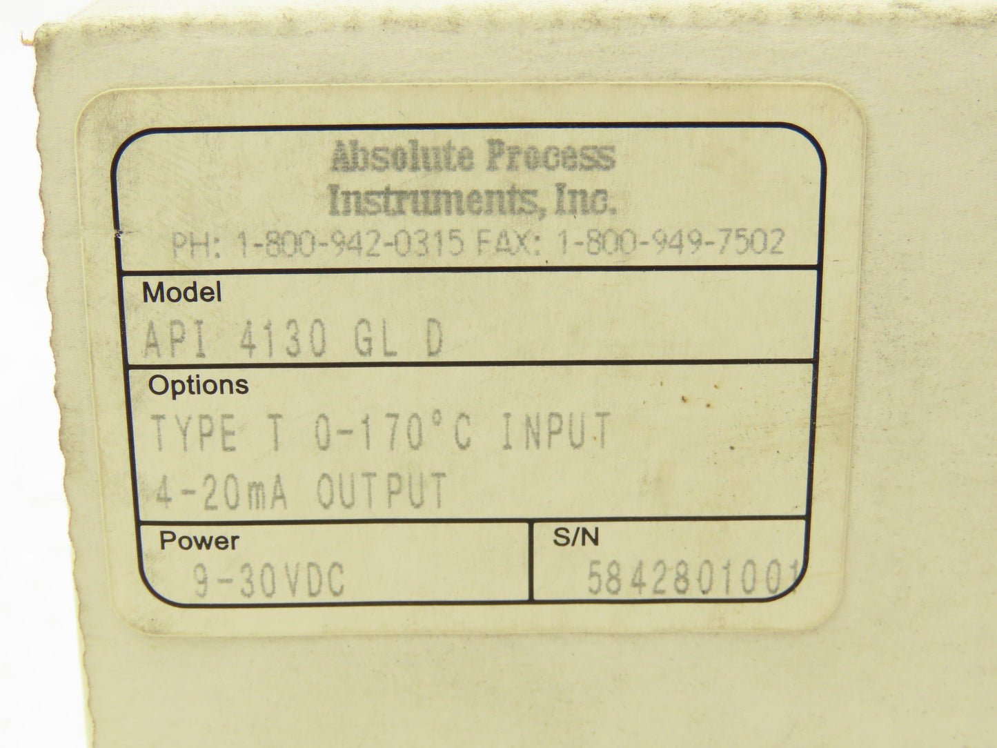 API 4130 G L D24 Thermocouple to DC Output Calibrating Relay