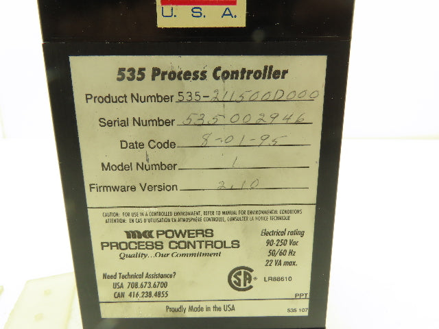 Powers 535 Process Controller 1/4 DIN Firmware 2.1 *PARTS OR REPAIR