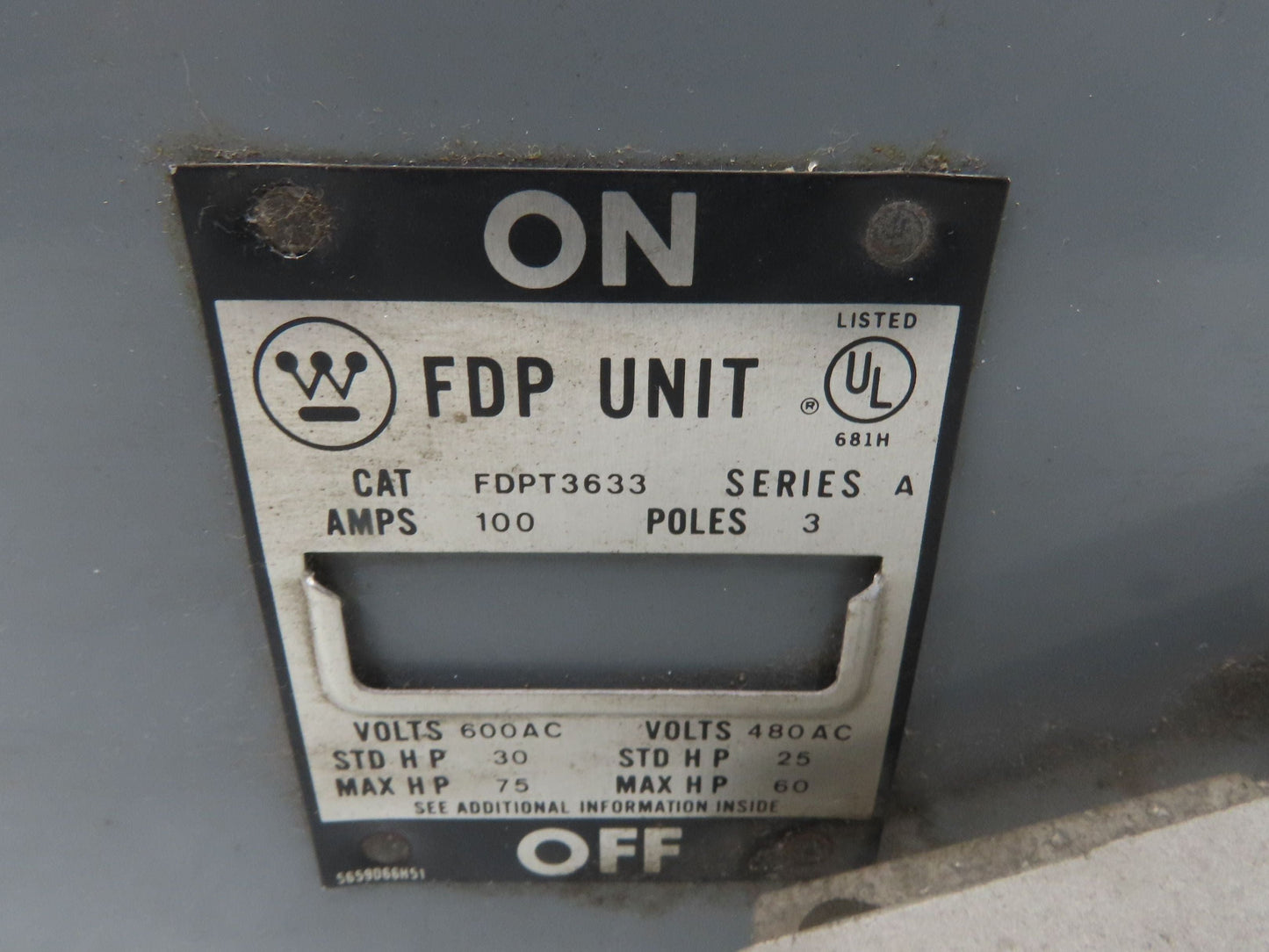 Westinghouse FDPT3633 Safety Switch Twin Fusible 600VAC 3 Pole 100 Amp Series A