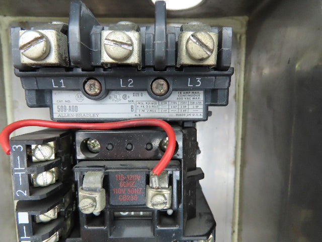 Allen-Bradley 509-ACD-1 Stainless Enclosed NEMA Motor Starter 600V 3PH