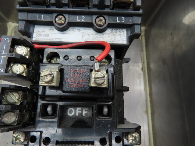 Allen-Bradley 509-ACD-1 Stainless Enclosed NEMA Motor Starter 600V 3PH