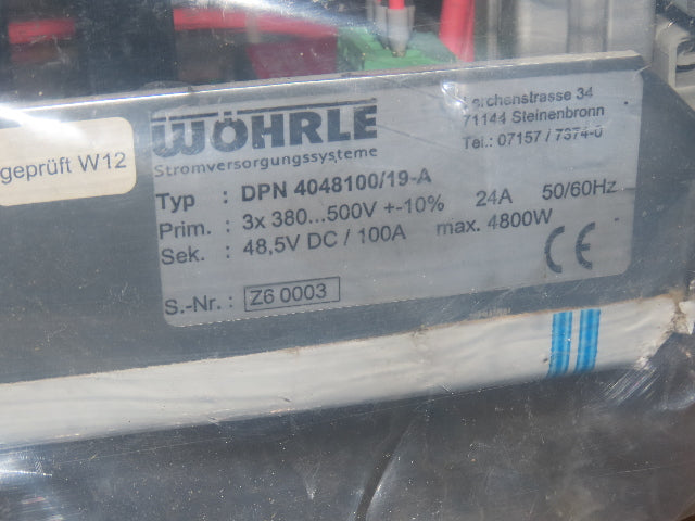 Wohrle DPN 4048100/19-A Power Supply 48VDC 100A 4800W Input 480VAC PH2003-4840