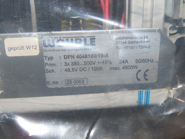 Wohrle DPN 4048100/19-A Power Supply 48VDC 100A 4800W Input 480VAC PH2003-4840