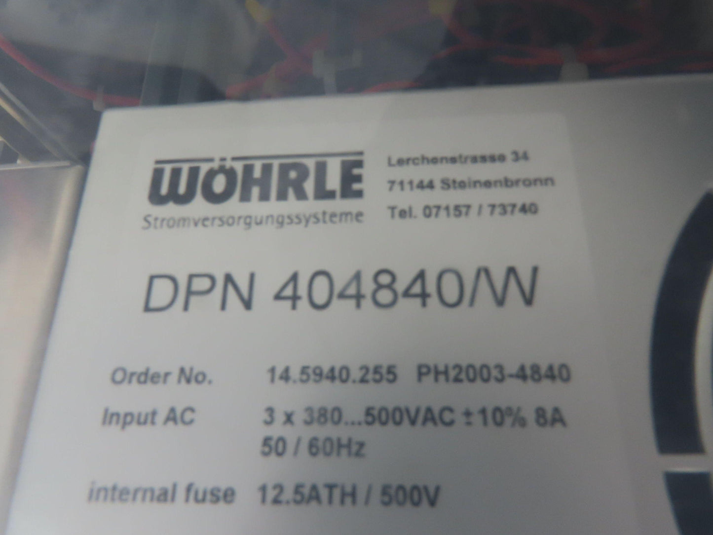Wohrle DPN 4048100/19-A Power Supply 48VDC 100A 4800W Input 480VAC PH2003-4840