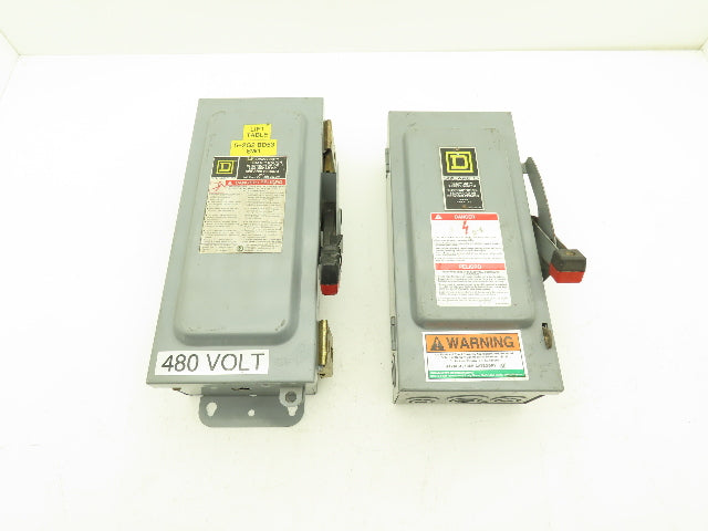 Square D H361 Safety Disconnect Switch Fusible 30A 3PH Series E1 Mixed Lot of 2