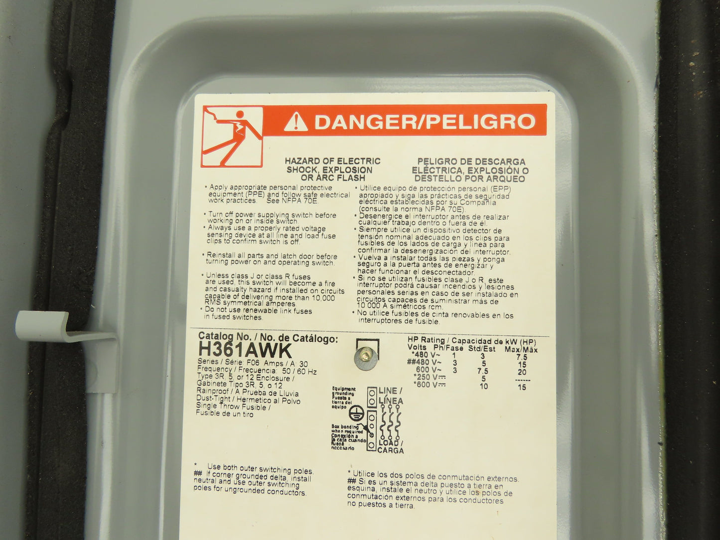 Square D H361 Safety Disconnect Switch Fusible 30A 3PH Series E1 Mixed Lot of 2