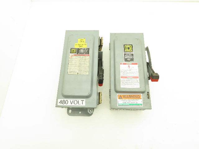 Square D H361 Safety Disconnect Switch Fusible 30A 3PH Series E1 Mixed Lot of 2