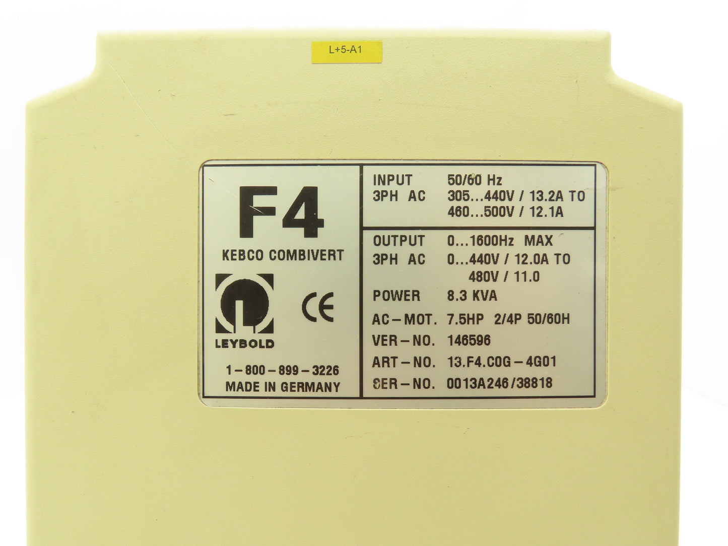 KEB 13.F4.C0G-4G01 Combivert AC Inverter Drive VFD 3Ph 8.3kVA 7.5Hp 1600Hz 480v