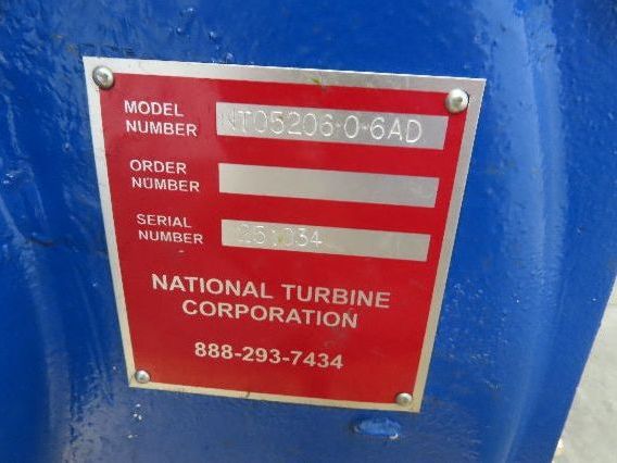 National Turbine NT05206-0-6AD Multistage Centrifugal Blower 6 Stage 5" Valve
