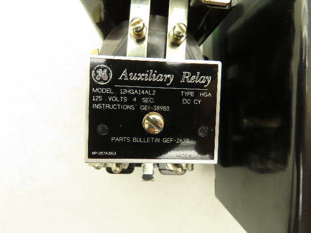 GE Hinged Armature Auxiliary Relay 12HGA14AL2 Double Throw 125VDC Coil