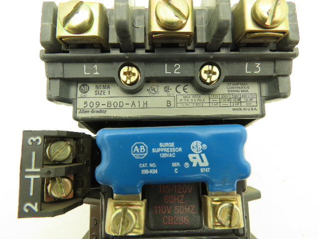 Allen Bradley Motor Starter Overload NEMA 1 600v Contactor 110v Coil 12-38A 10Hp