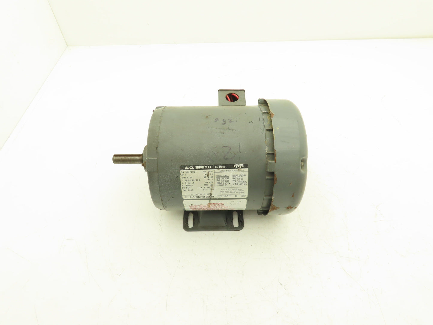 A.O. Smith 327P103 AC Motor 1Hp 1725rpm 208-230/460v 3ph 56H TEFC