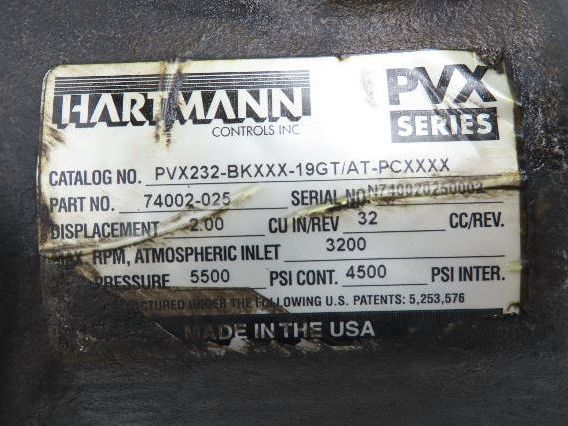 Hartmann PVX232-BKXXX-19GT/AT-PCXXXX Hydraulic Piston Pump 15gpm 4500psi
