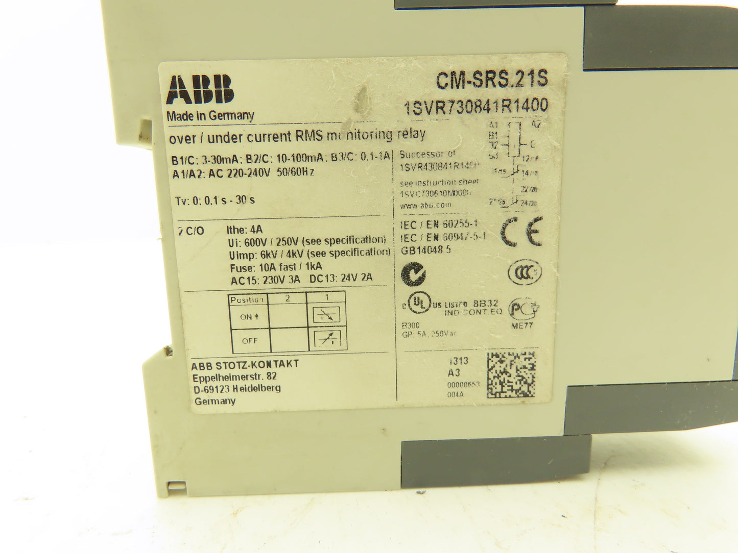 ABB CM-SRS.21S Current Monitor Safety Relay