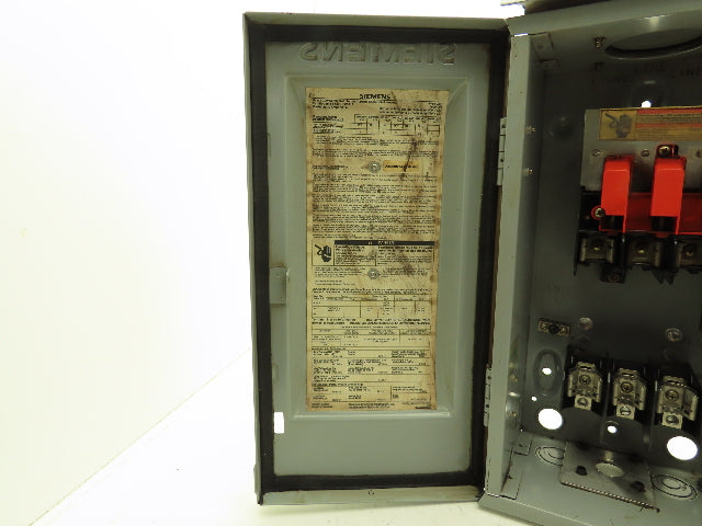 Siemens HFC361R Safety Disconnect Switch 30A Fusible 600V 3ph Up to 7-1/2Hp