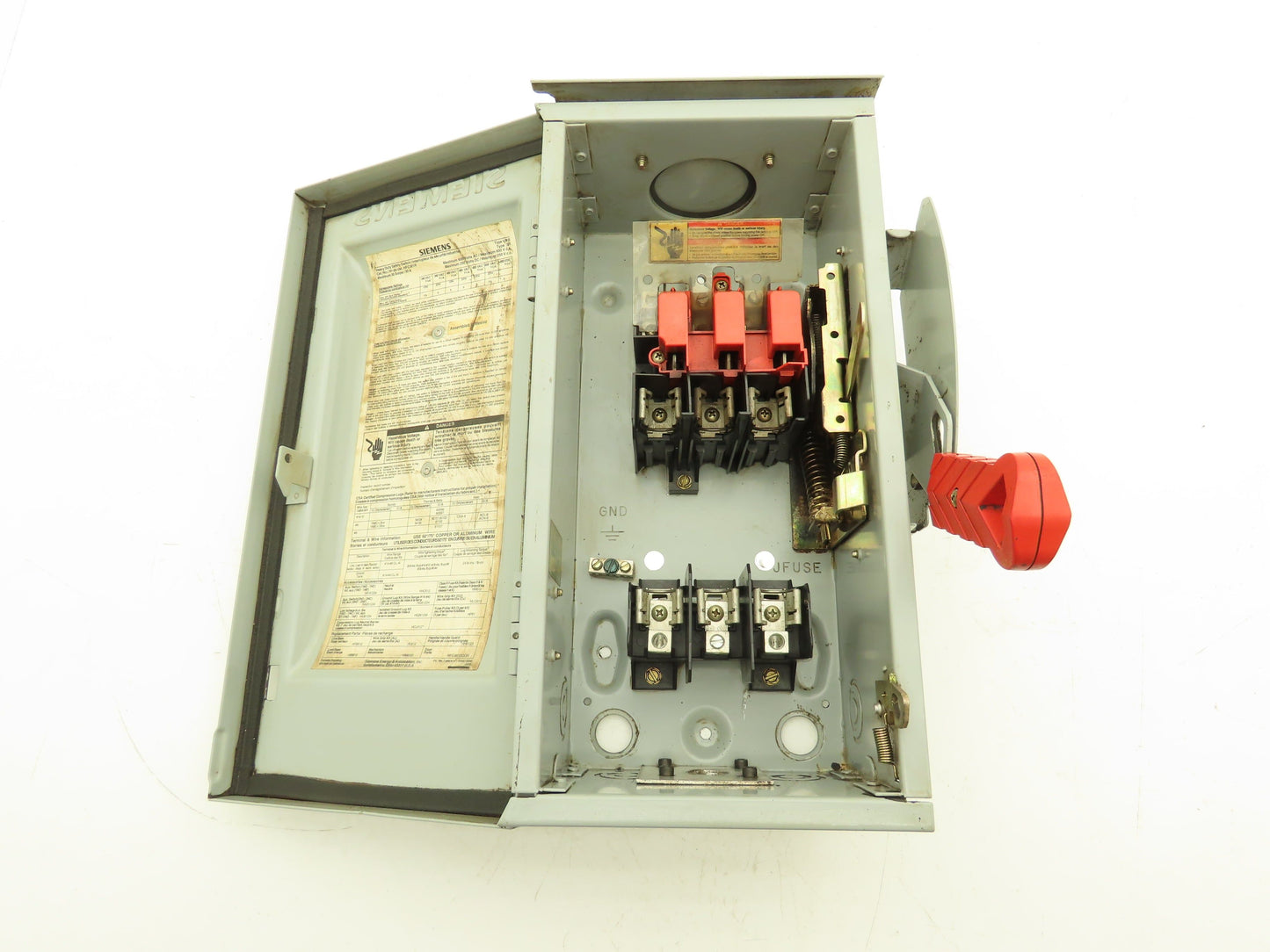 Siemens HFC361R Safety Disconnect Switch 30A Fusible 600V 3ph Up to 7-1/2Hp
