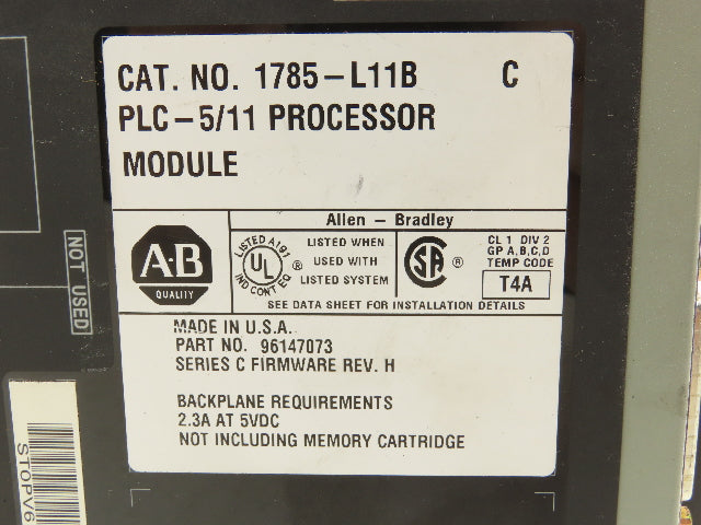 Allen Bradley 1785-L11B PLC-5/11 Processor CPU Module With Key Lot of 2