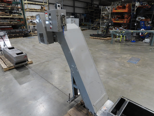 Enomoto CNC Chip Conveyor 16"x 67" Infeed 52-56" Discharge 220V 3PH
