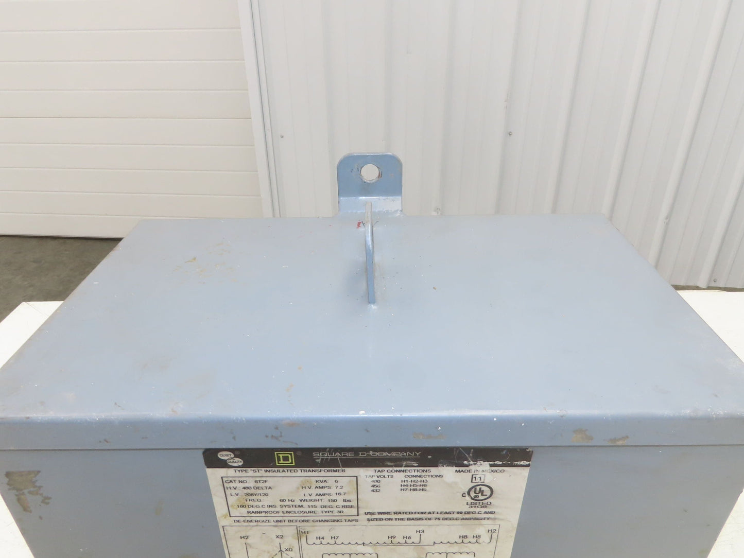 Square D 6T2F Type ST Insulated Transformer 6kVA 480v 7.2A Hi 208/120v 16.7A Lo