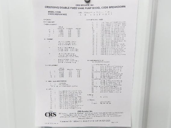 CRS CRS2520VQ17A8-11BA20 Double Vane Pump 17gpm 2500rpm 3000psi
