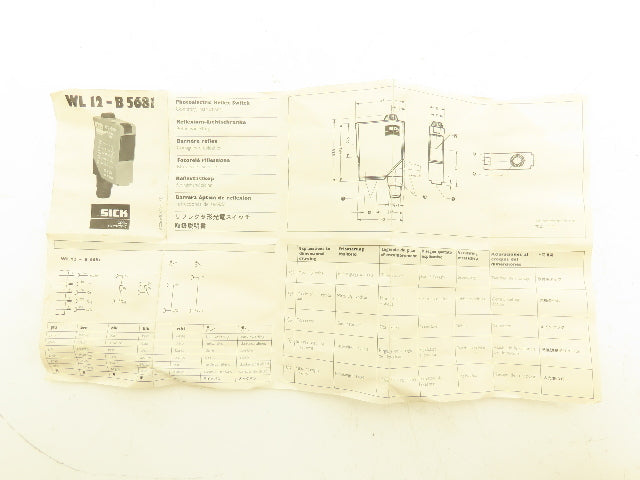 Sick WL12-B5671 Photoelectric Reflex Switch 10-30V 100mA output IP67