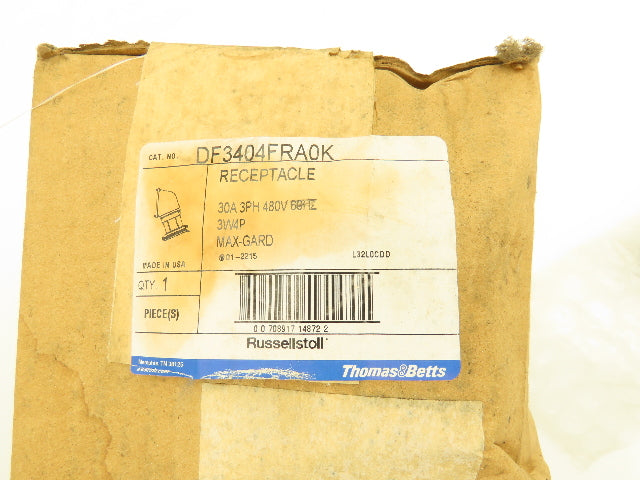 Thomas & Betts DF3404FRA0K Receptacle Russellstoll 480V 30A 3ph 60 Hz Type 3R